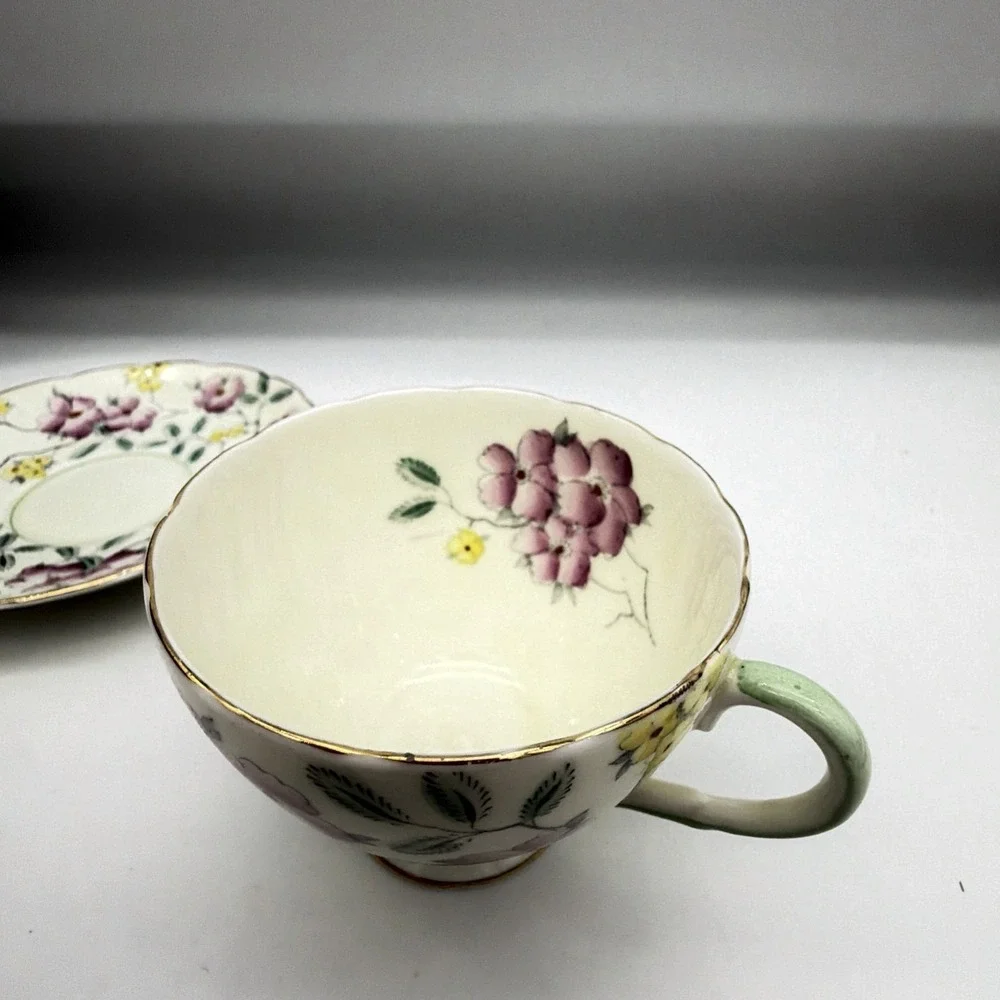 Springdale VTG Foley Bone China Tea Cup & Saucer Set V4600 Pink Yellow Floral Go
